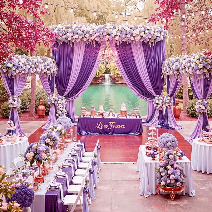 20x10ft Thick Purple Glitter Backdrop Curtain Panels for Parties, Wrinkle Free Sequin Sparking Photo Backdrop Drapes, 4 Panels 5x10ft Shimmer Back Drop Cloth for Wedding Birthday Photography