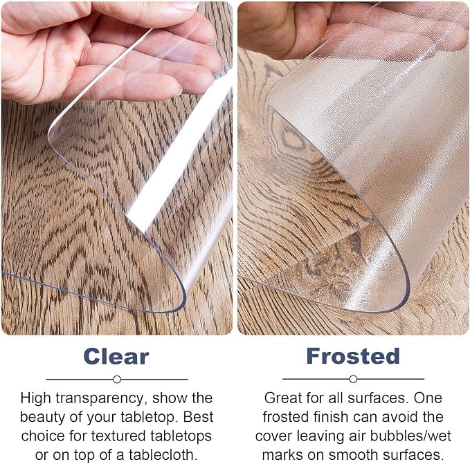 OstepDecor Clear Table Cover Protector 29 x 59 Inch, 1.5mm Thick Plastic Table Cover, Dining Table Protector Pad, Waterproof & Easy Cleaning PVC Desk Mat for Dresser, Coffee & Kitchen Wooden Tabletop