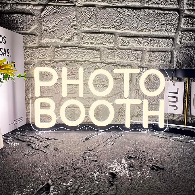 Allball Photo Booth Neon Signs for Wall Decor, Dimmable LED Photo Studio Neon Light Open Sign, for Photography Bedroom Wedding Engagement Birthday Party Reception Gifts(11.8 * 5.9 In)