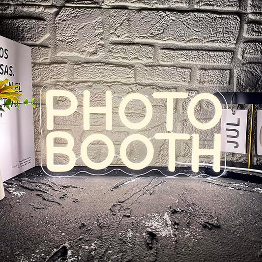 Allball Photo Booth Neon Signs for Wall Decor, Dimmable LED Photo Studio Neon Light Open Sign, for Photography Bedroom Wedding Engagement Birthday Party Reception Gifts(11.8 * 5.9 In)