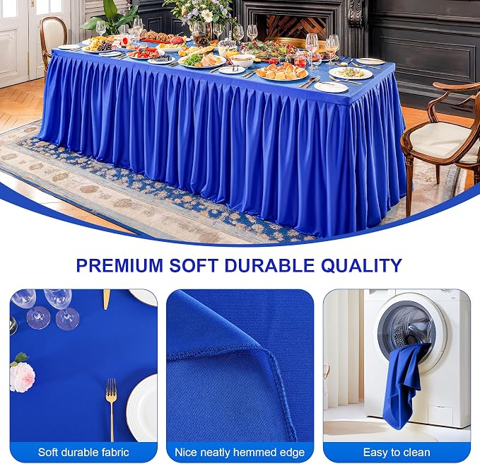 6 Packs Royal Blue Tableclothes for 6 Foot Rectangle Tables, Wrinkle Free Fitted Table Cloth 6ft Stretch Table Cover with Skirt for Parties Weddings Birthday Banquet Baby Shower
