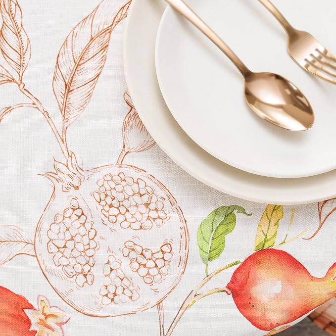 Maison d'Hermine Table Cloth Round Table 100% Cotton 69 Inches Tablecloth Reusable Decorative Everyday Use for Dining Room, Farmhouse, Home, Party, Festive & Wedding - Vintage Harvest