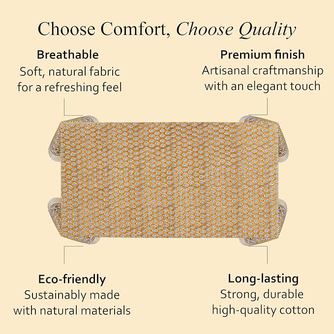 CPC Tablecloth 100% Cotton 72x140 Inch Indian Block Print Rectangle Table Cover, Yellow Table Cloth for Weddings, Spring/Summer, Barbeque - Yellow Citrine