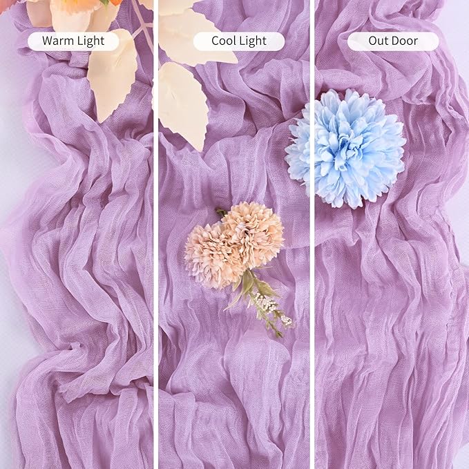 25 Pack Lavender Table Runner 17 x 108inch Cheesecloth Table Runner Boho Gauze Table Runners Rustic Sheer Fabric Cheese Cloth Table Runners for Wedding Party Bridal Shower Farmhouse Thanksgiving Decor