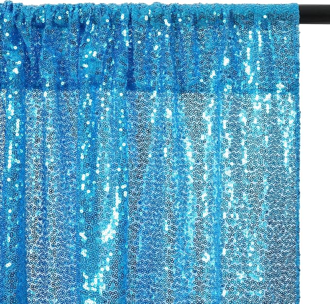 Eternal Beauty Turquoise Sequin Backdrop, 10x10 Ft Glitter Background Curtains for Shimmer Photography Party Wedding Birthday Back Drop Decor