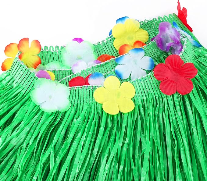 Fovths Luau Grass Table Skirt Natural 9 Feet x 29.5 Inch Hawaiian Table Skirt for Tropical Hawaiian Party Decorations Luau Party Costume Party, Green