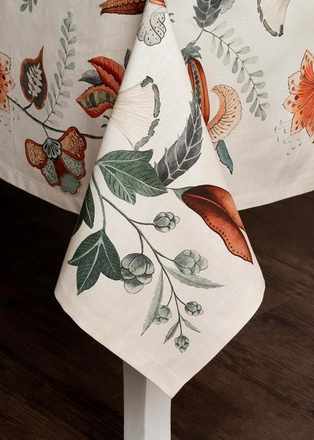 Maison d' Hermine Table Cloth Rectangle Table 100% Cotton 70 x 140 Inches Fall Tablecloth Reusable Everyday Use for Thanksgiving Christmas Decorations Dining Farmhouse Party (Dalida)