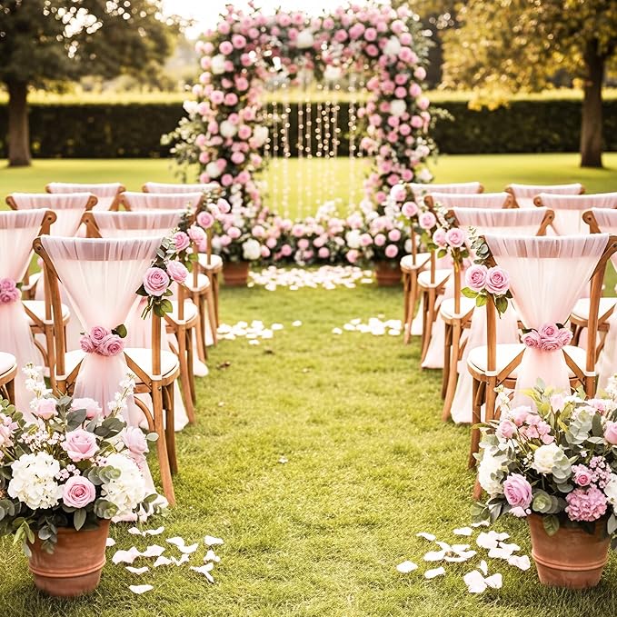 Auihiay 104PCS Pink Roses, Realistic Silk Velvet Pink Artificial Flowers, Real-Touch Fake Roses for Bridal Bouquet, Garden Party, Bedroom Decor, Home Decor, Valentine's Day, Wedding Centerpieces