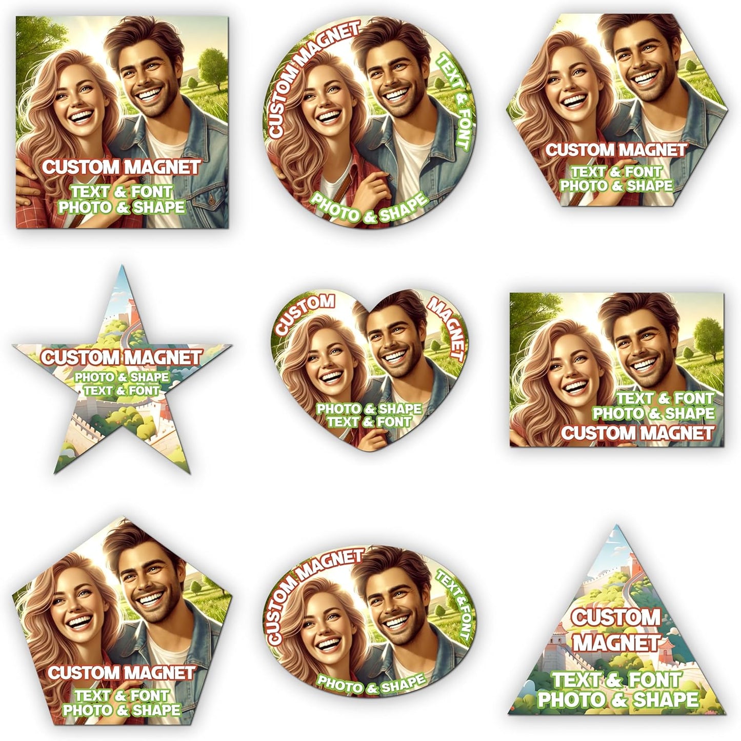 KETABAO – 11" Customized Triangle Photo Magnets for Refrigerators and Cars – Personalized Magnetic Decoration for Homes and Storage Cabinets