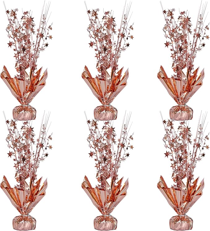 Gyufise 6 Pack Metallic Foil Spray Centerpiece Star Table Decoration Burst Table Centerpieces Table Decor for Birthday Wedding Anniversary Graduation Holiday Party Supplies Rose Gold