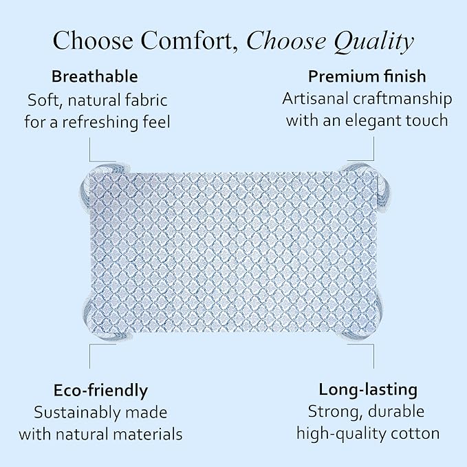 CPC Indigo Regal Tablecloth 100% Cotton 70x108 Inch Indian Block Print Rectangle Table Cover, Table Cloth for Gifting in Weddings, Halloween, Fall, Christmas, Thanksgiving