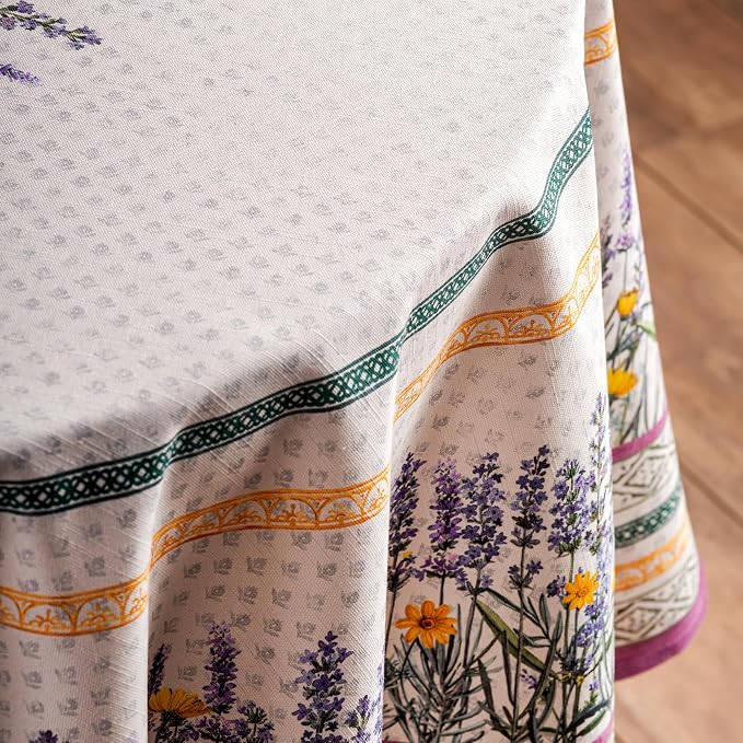 Maison d' Hermine Table Cloth Round Table 100% Cotton 69 Round Inches Tablecloth Reusable Decorative for Dining Kitchen Room Farmhouse Party Home Hotel Restaurant Spring Summer - Fanny Lavender