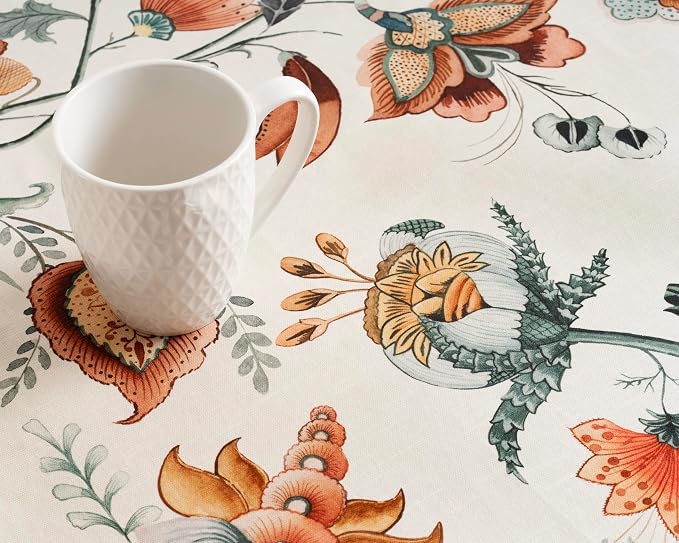 Maison d' Hermine Table Cloth Rectangle Table 100% Cotton 54 x 72 Inches Fall Tablecloth Reusable Everyday Use for Thanksgiving Christmas Decorations Dining Farmhouse Party (Dalida)
