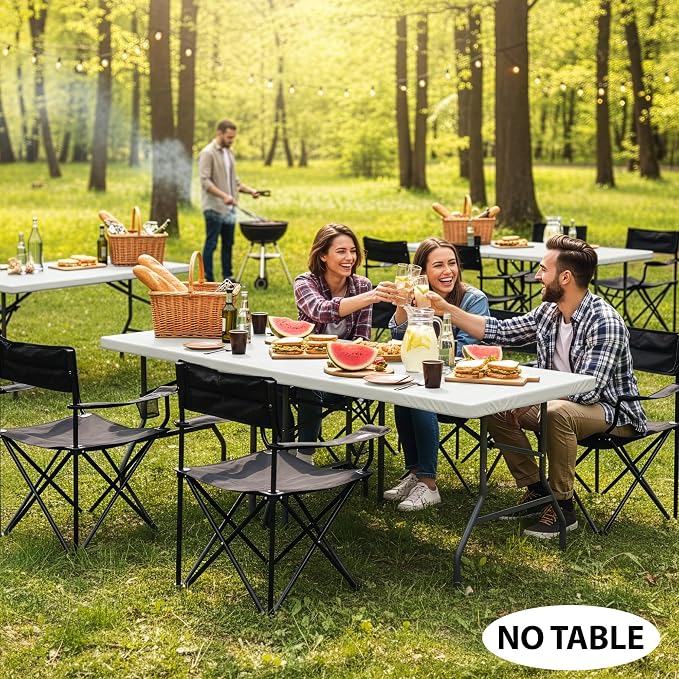 LUSHVIDA 6 Packs Vinyl Tablecloths with Flannel Backing for 8ft Rectangle Folding Table Cloths - Waterproof Plastic Picnic Table Covers with Elastic Corners, 30x96 inch, Ivory