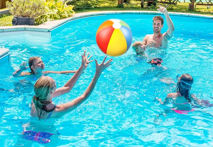 90shine 7-Pack Donut Pool Floats: Inflatable Floaties Rings and Beach Balls, Floating Tubes & Toys for Kids Adults, Swimming Beach Pool Party Decorations