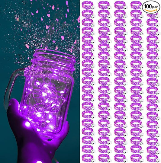 ZGWJ Fairy Lights Battery Operated, 100 Pack Twinkle String Lights 20 LED 7FT 3 Lighting Modes for Bedroom Decor, Easter, Halloween, Christmas, Party Indoor and Outdoor Decoration Purple