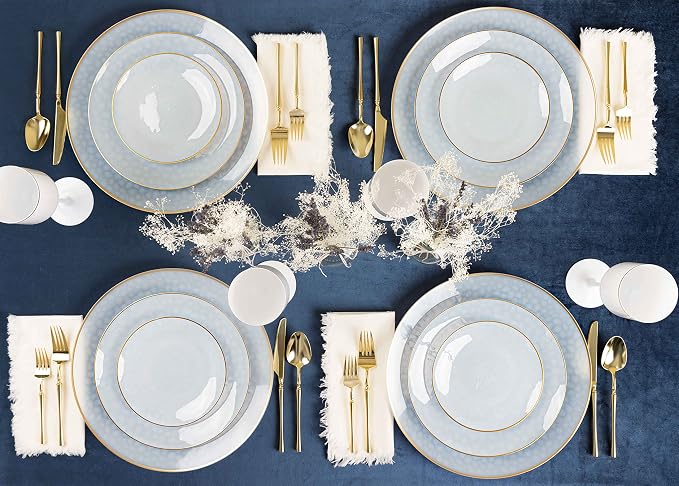 PLASTICPRO 64 Piece Combo Plate Set includes 32-7'' inch Plates & 32-10'' inch Plates White transparent Hammered Plastic PartyPlate Premium heavyweight Elegant, Disposable, Tableware, Dishes,