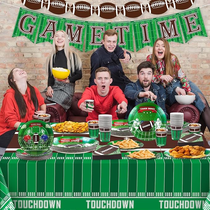 OHOME Football Party Decorations - Super Game Bowl Party Decorations 2027 - Serve 24 - Football Plates Tablecloth Napkins Cups Banner | Football Party Supplies Favors Accessories Birthday Decor