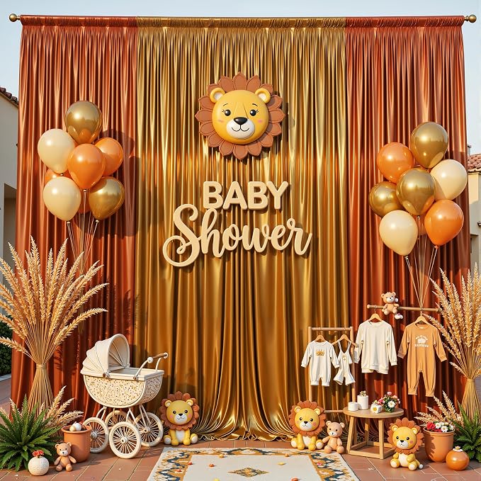40x10ft Terracotta Glitter Backdrop Curtain for Parties, Wrinkle Free Satin Photo Backdrop Drapes 8 Panels 5x10FT Shimmer Back Drop Cloth for Wedding Birthday Baby Shower Photography Background Decor