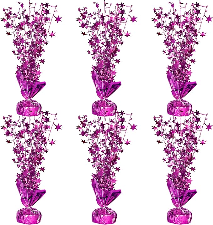 Gyufise 6 Pack Metallic Foil Spray Centerpiece Star Table Decoration Burst Table Centerpieces Table Decor for Birthday Wedding Anniversary Graduation Holiday Party Supplies Rose Red