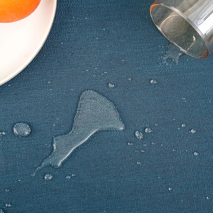 Blue Table Cloth for Rectangle Tables 60 x 120 Inch, Washable Waterproof Textured Linen Tablecloth, Classic Decorative Table Cover for Wedding, Farmhouse, Buffet, Party, Outdoor - Blue