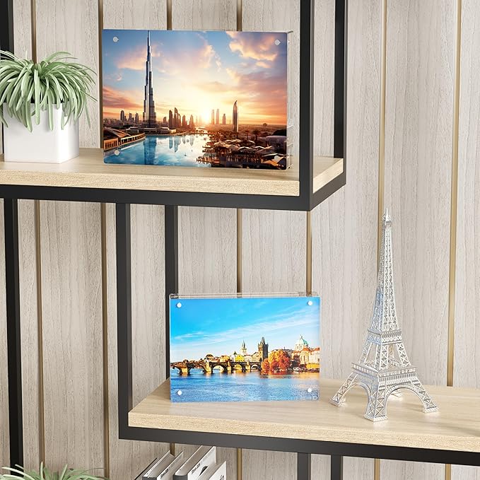 Mini Picture Frame 4x6 inch Clear Acrylic Magnetic Photo Business Card Frame 20mm Thick Double Sided Wallet Size Desktop Display Frames for Office Home Decor Photos Cards (4"x 6", 1pcs)