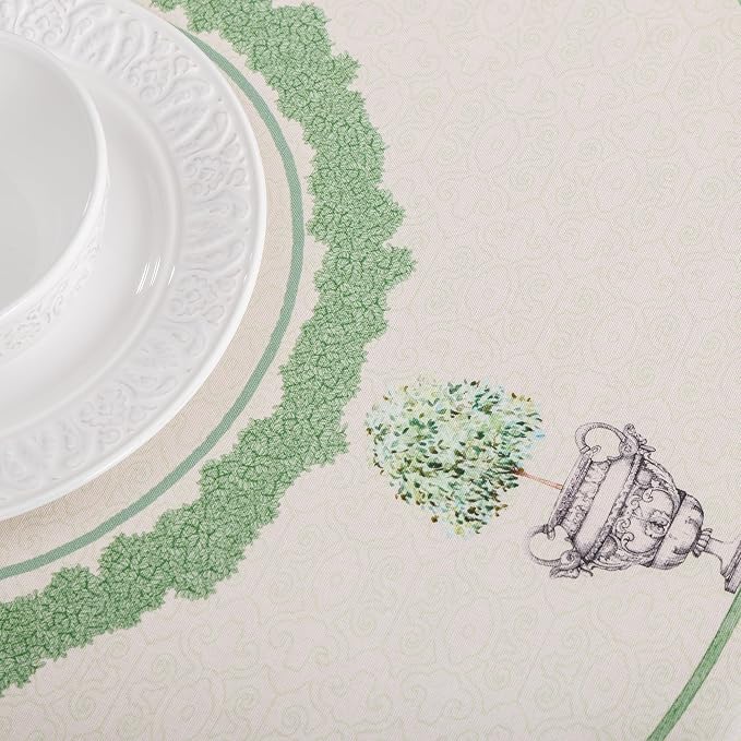 Maison d' Hermine Table Cloth Round Table 100% Cotton 69 Round Inches Tablecloth Reusable Decorative for Dining Kitchen Room Farmhouse Party Home Hotel Restaurant Spring Summer - Jardin Du Roy