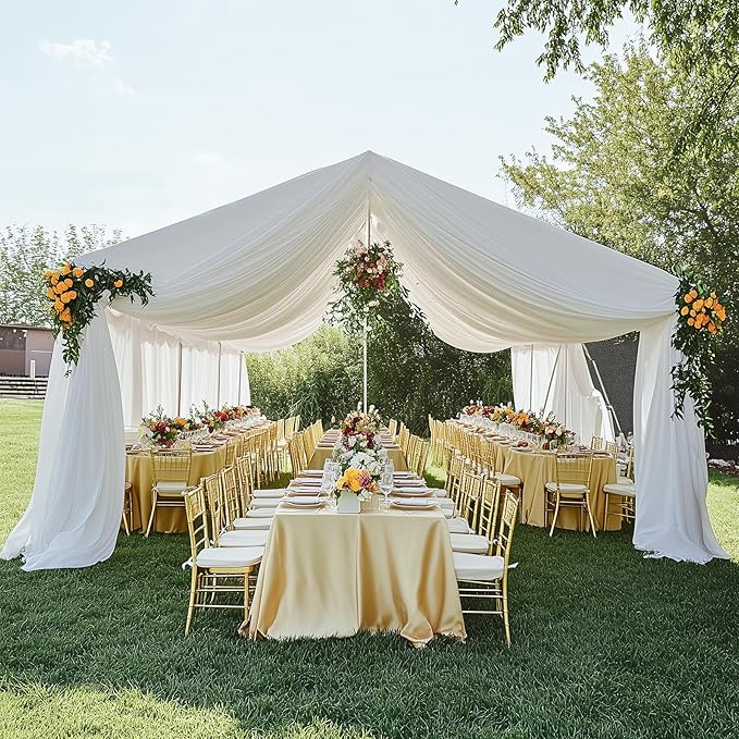 Outpain 30ftx20ft Ivory Backdrop Ceiling Drapes,6Panels 20ft Height Wrinkle Free Tent Draping Curtains, Fabric Drapery Ceiling Drapes for Wedding Ceremony Birthday Theme Parties with Rod Pocket