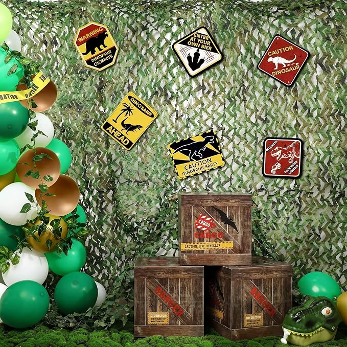 Bucherry 6 Pcs Dinosaur Party Decorations 12 x 12 x 12 Inch Dinosaur Theme Boxes Decor Boxes Table Centerpieces for Dino Birthday Party Supplies Baby Shower Decorations (Dark Brown)