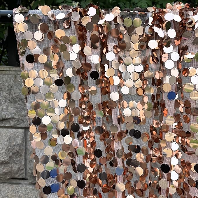 Rose Gold Sequin Backdrop, 4x10 Feet, 2 Panel Shimmer Glitter Photobooth Props for Decor, Parties, Home, Wedding, Birthday