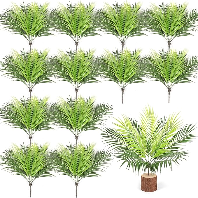 Giegxin Artificial Palm Plants Leaves Imitation Fake Palm Tree Leaves Decor Greenery Faux Tropical Faux Plants Fronds for Palms Sunday Garden Hawaiian Party Jungle Party Decor(12 Pieces)