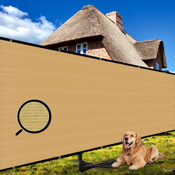 Shade&Beyond 6' X 50' Fence Privacy Screen Heavy Duty 170 GSM Fencing Mesh Shade Net Cover for Wall Garden Back Yard Outdoor Home Decoration, Sand