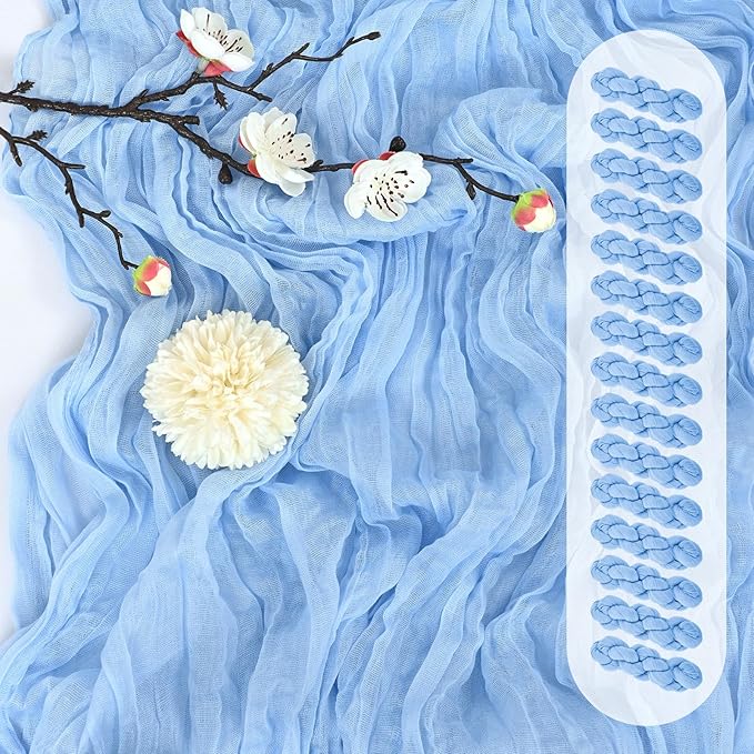15 Pack Light Blue Cheesecloth Table Runner 17 x 108 Inch Fall Thanksgiving Boho Rustic Farmhouse Gauze Cheese Cloth Runner for Wedding Party Baby Shower Home Decor Holiday Decorations