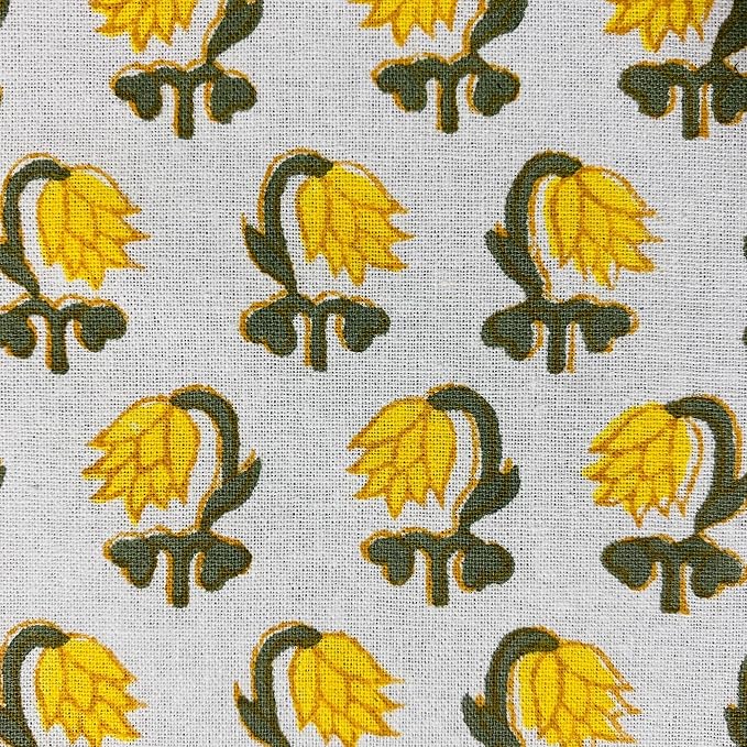 Ridhi Vintage Yellow Hand Block Print Cotton Rectangle Tablecloth 160" x 72" inches Reusable Table Cover Decorative Everyday Use for Dining Room, Farmhouse, Home Gift for Spring, Mother's Day
