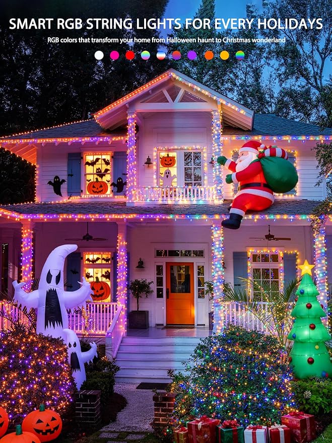 JMEXSUSS 400 LED RGB String Light Outdoor Indoor, Christmas Lights Outdoor Clear Wire Christmas Lights Plug in for Bedroom Tree Room Party Birthday Decorations