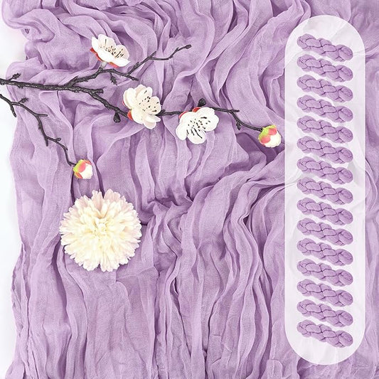15 Pack Lavender Cheesecloth Table Runner 17 x 108 Inch Fall Thanksgiving Boho Rustic Farmhouse Gauze Cheese Cloth Runner for Wedding Party Baby Shower Home Decor Holiday Decorations