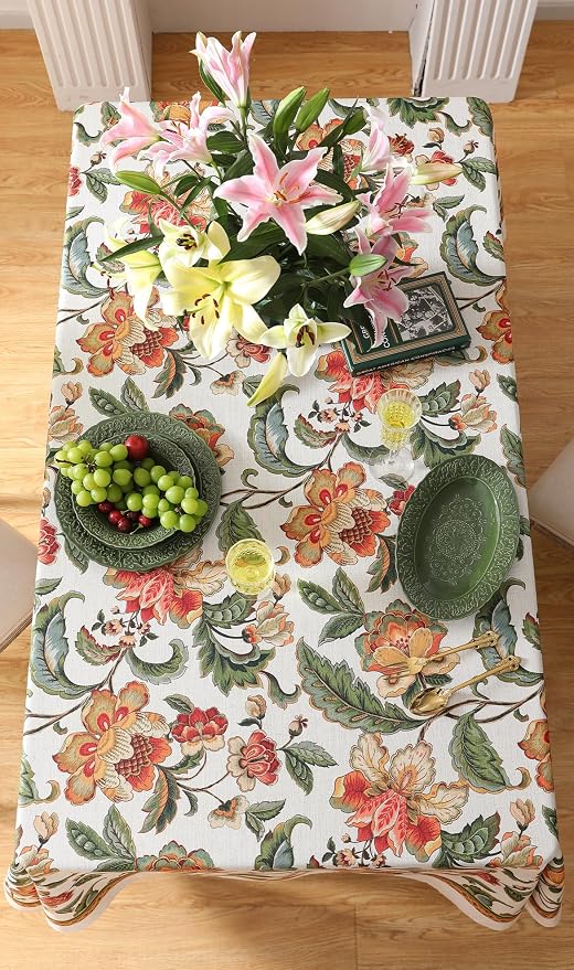 patdrea Vintage French Linen Tablecloth,Square,67"x67"-Santiago A | Elegant Print Table Cloth for Square Table,Colorful Floral Patterned,for Dining Room Tea Party Vender Banquet
