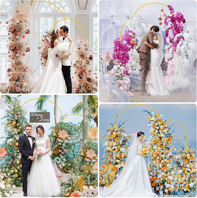Putros Arch Backdrop Stand, 7.2ft & 6ft, Metal Wedding Arch Stand, Gold, Set of 2, Arched Background Frame for Birthday Party, Baby Shower, Graduation, Photography Decoration