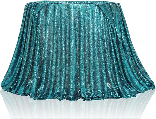 PartyDelight Teal Sequin Tablecloth Round 108" Table Linen for Wedding, Banquet, Party