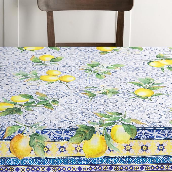 Maison d' Hermine Table Cloth Rectangle Table 100% Cotton 70 x 140 Inches Tablecloth Reusable Decorative for Dining Kitchen Room Farmhouse Party Home Hotel Restaurant Spring Summer - Citrus