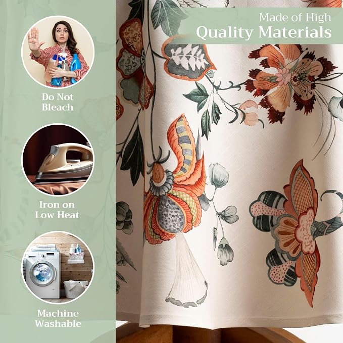 Maison d' Hermine Table Cloth Round Table 100% Cotton 63 Inches Fall Tablecloth Reusable Everyday Use for Thanksgiving Christmas Decorations Dining Farmhouse Party (Dalida)