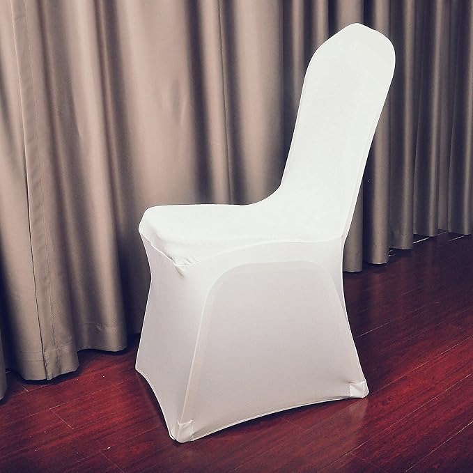 EMART White Chair Covers 50 Pcs Spandex Stretch Universal Standard Seat Slipcovers Fitted for Wedding Bulk, Party, Banquet and Holidays Celebration