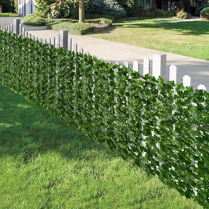 DearHouse Artificial Ivy Privacy Fence - 197x39.4in Artificial Hedges Fence and Faux Ivy Vine Leaf Decoration for Outdoor Indoor Garden Decor