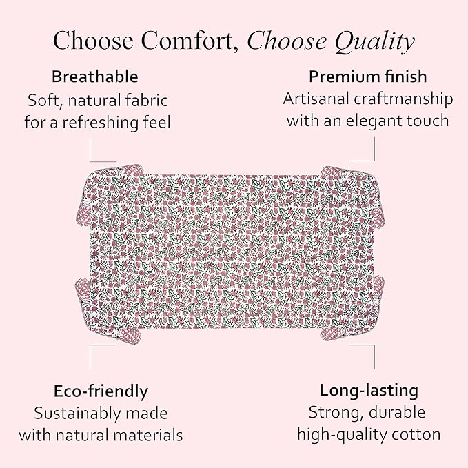 CPC Tablecloth 100% Cotton 70x108 Inch Indian Block Print Rectangle Table Cover, Gray Table Cloth for Weddings, Spring/Summer, Barbeque - Red Garnet