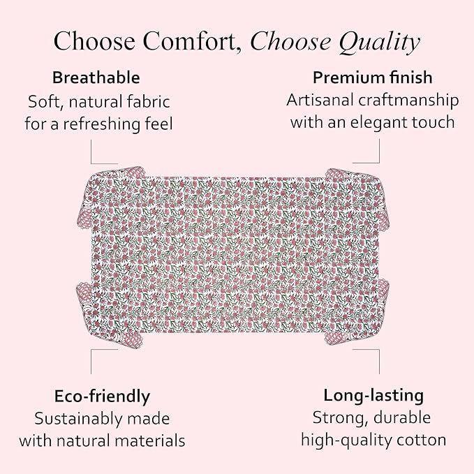CPC Tablecloth 100% Cotton 60x90 Inch Indian Block Print Rectangle Table Cover, Washable Table Cloth for Weddings, Spring/Summer, Barbeque -Red Garnet