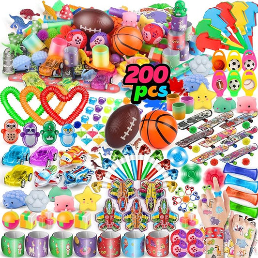 Amy&Benton 200PCS Party Favors for Kids 4-8 Goodie Bags Stuffers,Prize Box Toys for Kids Classroom,Toddler Bulk Fidget Toys Pinata Fillers,Classroom Birthday Gift Carnival Prizes Rewards