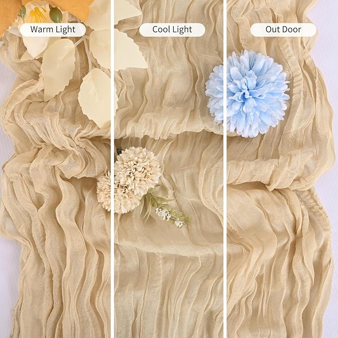 25 Pack Beige Table Runner 17 x 108inch Cheesecloth Table Runner Boho Gauze Table Runners Rustic Sheer Fabric Cheese Cloth Table Runners for Wedding Party Bridal Shower Farmhouse Thanksgiving Decor
