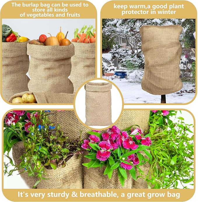 EBaokuup 12 Pack Large Burlap Potato Sack Racing Bags-39"x21" Nature Jute Sacks Race Bag for Adults & Kids Outdoor Game-Reusable Potato Sack Bags for Easter Lawn Games Vegetable Storage Plant Cover