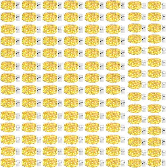 100 Pack Fairy Lights with Timer Battery Operated, 3 Modes 7ft Mini Twinkle Lights Waterproof,20 LED Bulk String Light for Mason Jars Christmas Decoration Wedding Table Centerpieces,Warm White