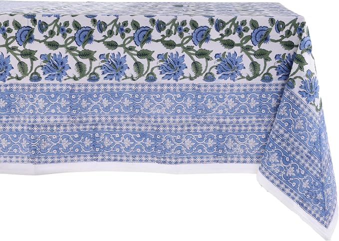 ATOSII Taj 100% Cotton Fall Tablecloth, Handblock Print Rectangle Table Cover for Kitchen Dining Linen I Parties, Thanksgiving, Christmas, Wedding, Table Cloth I 72 X 120 Inches I 10 Seater